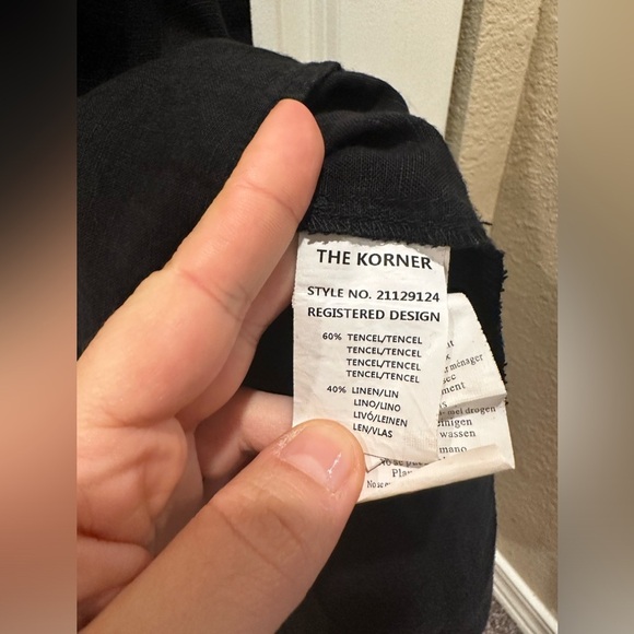 The Korner Empire Dress in Black Linen/Tencel blend Boho Lagenlook Cottagecore,M - Picture 3 of 14